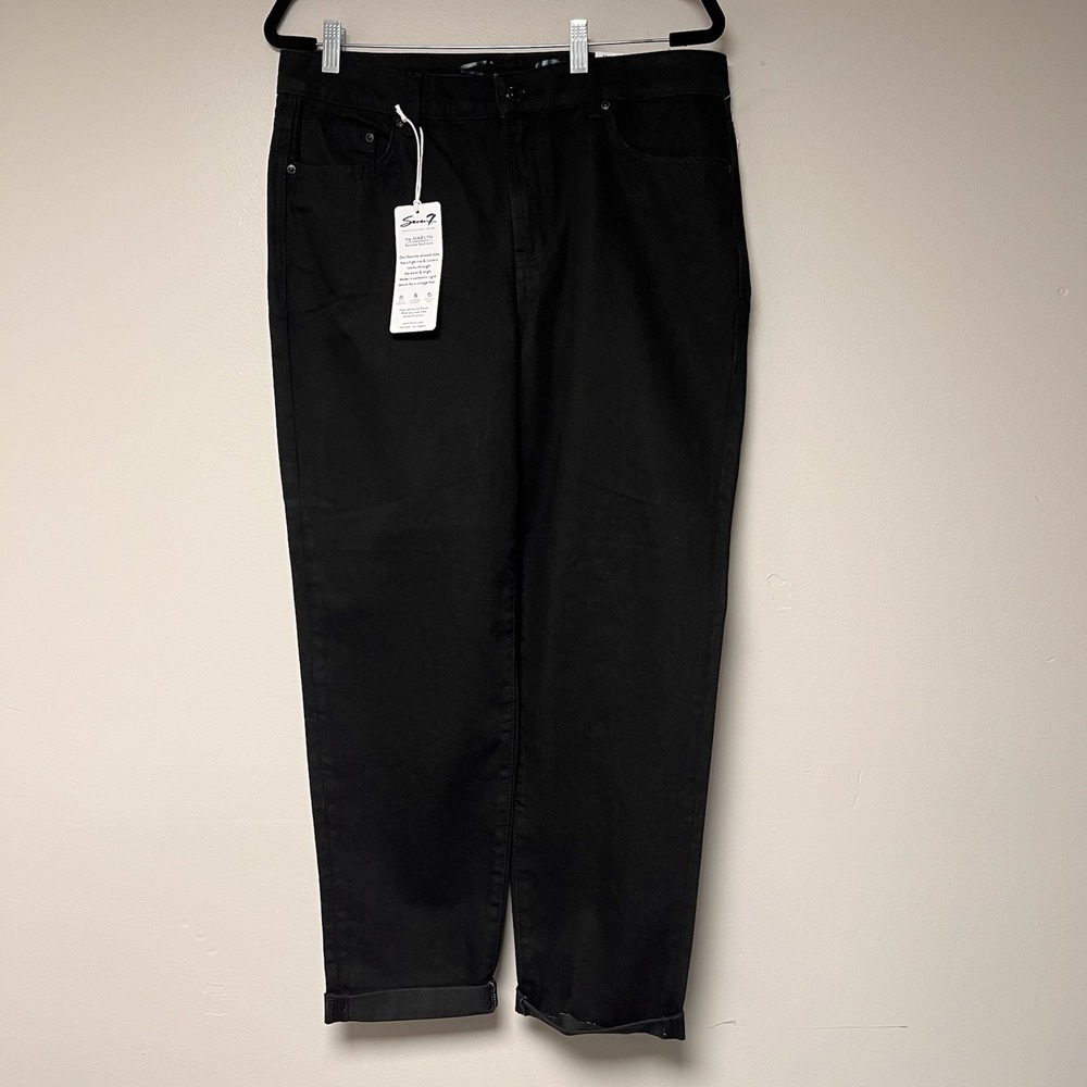 Seven7 Women's The Marilyn Relaxed Fit High Rise Black Boyfriend Jeans Size 8